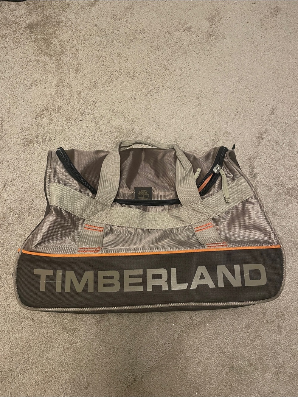 Timberland Brown Duffel with Orange Trim